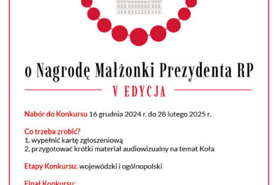 Zgłoszenia do V edycji Konkursu dla Kół Gospodyń Wiejskich o Nagrodę Małżonki Prezydenta RP przyjmowane będą do 28 lutego 2025 r.