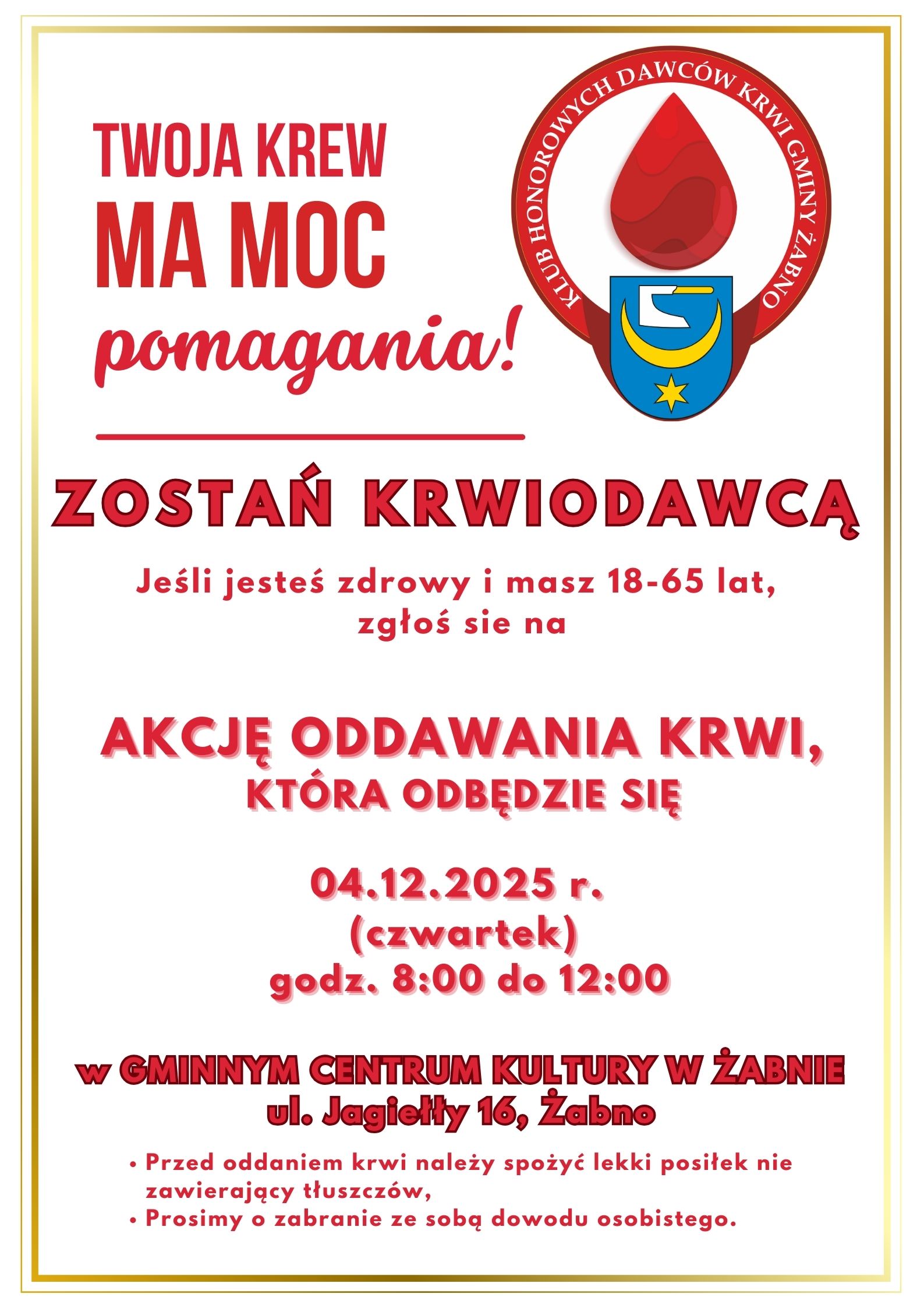 Oddaj krew — podaruj życie