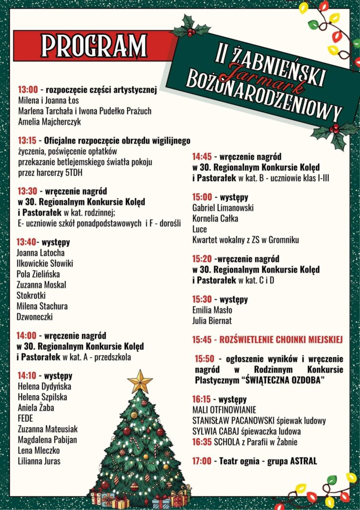 II Jarmark Bożonarodzeniowy w Żabnie już w najbliższą niedzielę