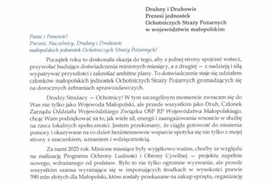 List Wojewody Małopolskiego do jednostek OSP
