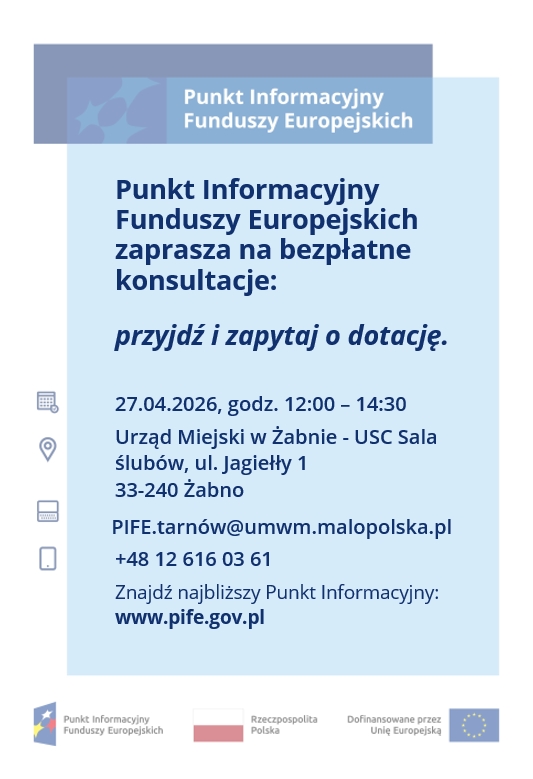 plakat Punkt Informacyjny Funduszy Europejskich zaprasza na bezpłatne konsultacje