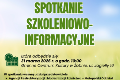 Zapraszamy na spotkania szkoleniowe skierowane do rolników z terenu gminy Żabno