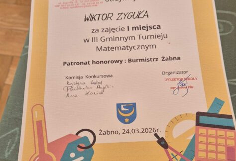 Konkurs matematyczny szkoła w Żabnie