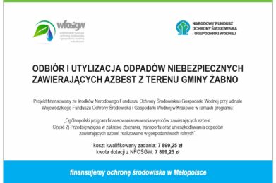 Gmina Żabno zrealizowała zadanie związane z usuwaniem azbestu